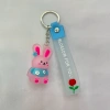 Creative cartoon rabbit soft rubber keychain rabbit three-dimensional figurine pendant undefined